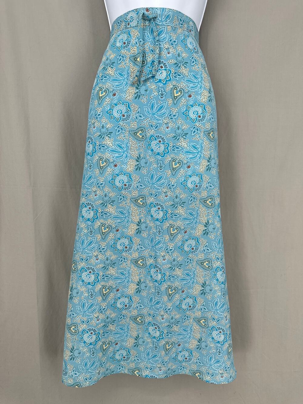 90s Vintage Skirt Women Large Blue Midi Paisley Boho Bohemian Cottagecore Pastel